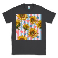Smoke patriotic sunflowers stripes and stars seamless patrern Classic Tee - BundleAndBundleShop