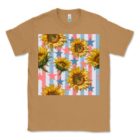Toasted Coconut patriotic sunflowers stripes and stars seamless patrern Classic Tee - BundleAndBundleShop