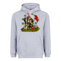 Heather Grey Christmas soldier veteran boots Heavyweight Hoodie - MaliasSmallBusiness