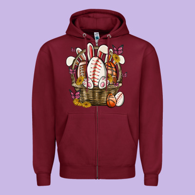 Easter Basket Sports Zipper Hoodie Designed By Maliassmallbusiness