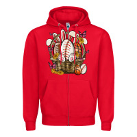 Red easter basket sports Zipper Hoodie - MaliasSmallBusiness