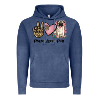 Vintage Denim peace love pug Vintage Hoodie - JahusDesignShop