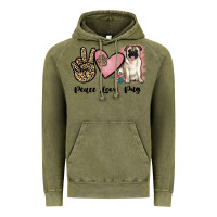 Vintage Olive peace love pug Vintage Hoodie - JahusDesignShop