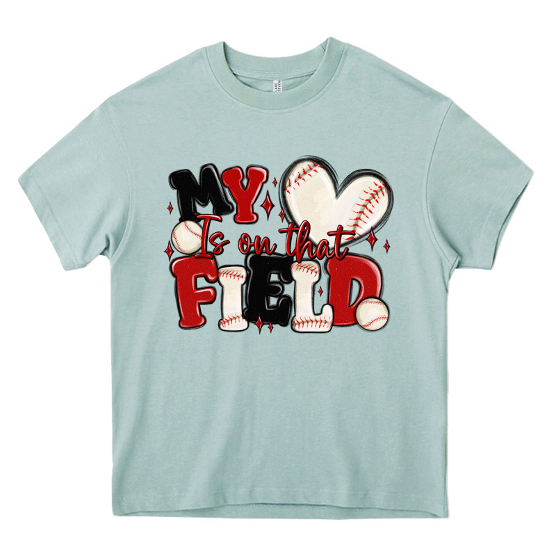 My Heart Is On That Field Baseball Heavy Core Tee by MaliasSmallBusiness | Teevron
