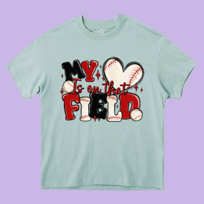 My Heart Is On That Field Baseball Heavy Core Tee Designed By Maliassmallbusiness