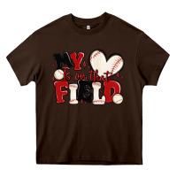Chocolate Brown my heart is on that field baseball Heavy Core Tee - MaliasSmallBusiness