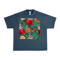 Midnight Navy christmas hot chocolate and cookie seamless pattern Urban Heavy Tee - BundleAndBundleShop
