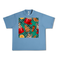 Pebble Blue christmas hot chocolate and cookie seamless pattern Urban Heavy Tee - BundleAndBundleShop