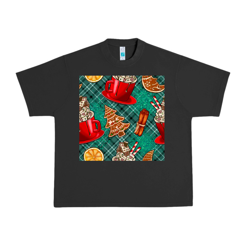 Christmas Hot Chocolate And Cookie Seamless Pattern Urban Heavy Tee by BundleAndBundleShop | Teevron