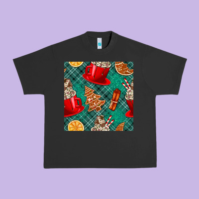Christmas Hot Chocolate And Cookie Seamless Pattern Urban Heavy Tee Designed By Bundleandbundleshop