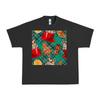 Pigment Black christmas hot chocolate and cookie seamless pattern Urban Heavy Tee - BundleAndBundleShop
