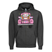 Charcoal Heather easter bunny and truck Zipper Hoodie - MaliasSmallBusiness