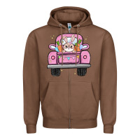 Chestnut easter bunny and truck Zipper Hoodie - MaliasSmallBusiness