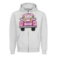 Dove Grey easter bunny and truck Zipper Hoodie - MaliasSmallBusiness