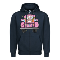Navy easter bunny and truck Zipper Hoodie - MaliasSmallBusiness