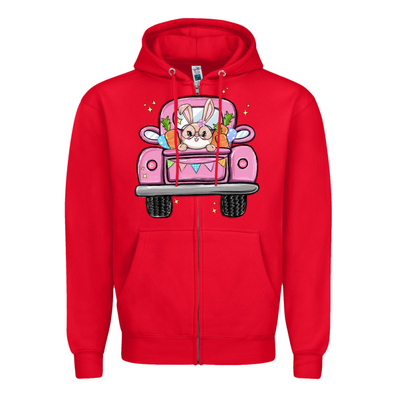 Easter Bunny And Truck Zipper Hoodie by MaliasSmallBusiness | Teevron
