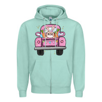 Seafoam easter bunny and truck Zipper Hoodie - MaliasSmallBusiness