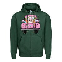 Sports Green easter bunny and truck Zipper Hoodie - MaliasSmallBusiness