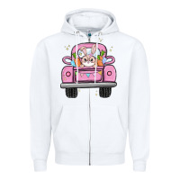 White easter bunny and truck Zipper Hoodie - MaliasSmallBusiness