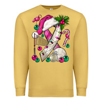 Antique Gold Pink Christmas Breast Cancer Ribbon Volleyball Premium Sweatshirt - BundleAndBundleShop