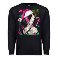 Black Pink Christmas Breast Cancer Ribbon Volleyball Premium Sweatshirt - BundleAndBundleShop