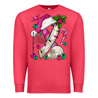 Cardinal Pink Christmas Breast Cancer Ribbon Volleyball Premium Sweatshirt - BundleAndBundleShop