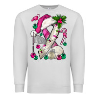 Dove Grey Pink Christmas Breast Cancer Ribbon Volleyball Premium Sweatshirt - BundleAndBundleShop