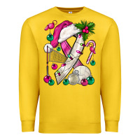 Lemon Pink Christmas Breast Cancer Ribbon Volleyball Premium Sweatshirt - BundleAndBundleShop