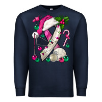 Navy Pink Christmas Breast Cancer Ribbon Volleyball Premium Sweatshirt - BundleAndBundleShop