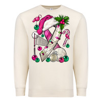 Sandshell Pink Christmas Breast Cancer Ribbon Volleyball Premium Sweatshirt - BundleAndBundleShop