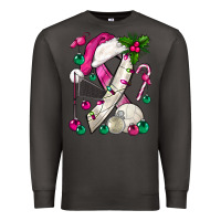 Smoke Pink Christmas Breast Cancer Ribbon Volleyball Premium Sweatshirt - BundleAndBundleShop