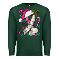 Sports Green Pink Christmas Breast Cancer Ribbon Volleyball Premium Sweatshirt - BundleAndBundleShop