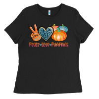 Black peace love pumpkins Ladies Tee - AdoDesignShop