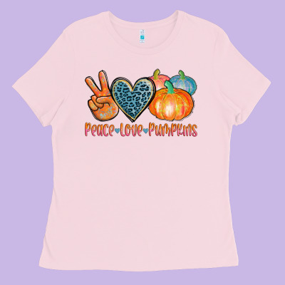 Peace Love Pumpkins Ladies Tee Designed By Adodesignshop
