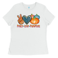 White peace love pumpkins Ladies Tee - AdoDesignShop