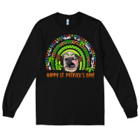 Black Western Happy St. Patrick's Day Cow Rainbow Long Sleeve Tee - Artiststas