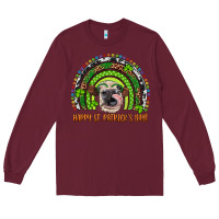 Burgundy Western Happy St. Patrick's Day Cow Rainbow Long Sleeve Tee - Artiststas