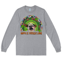 Heather Grey Western Happy St. Patrick's Day Cow Rainbow Long Sleeve Tee - Artiststas