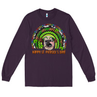 Plum Western Happy St. Patrick's Day Cow Rainbow Long Sleeve Tee - Artiststas