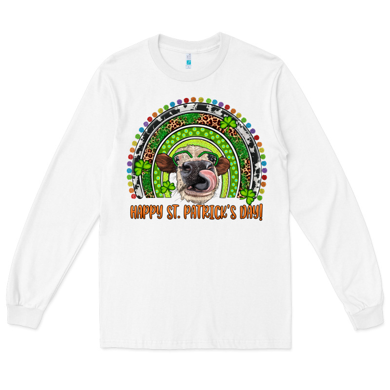 Western Happy St. Patrick's Day Cow Rainbow Long Sleeve Tee by Artiststas | Teevron