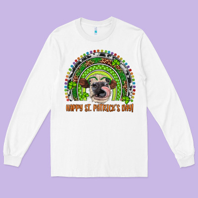 Western Happy St. Patrick's Day Cow Rainbow Long Sleeve Tee Designed By Artiststas