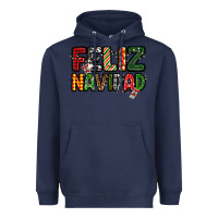 Navy feliz navidad Heavyweight Hoodie - MaliasSmallBusiness