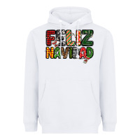 White feliz navidad Heavyweight Hoodie - MaliasSmallBusiness