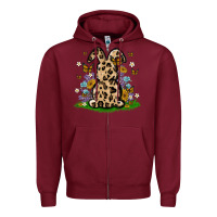 Burgundy western floral bunny Zipper Hoodie - MaliasSmallBusiness