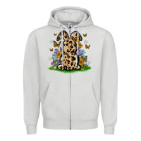 Dove Grey western floral bunny Zipper Hoodie - MaliasSmallBusiness