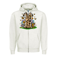 Oatmeal Heather western floral bunny Zipper Hoodie - MaliasSmallBusiness