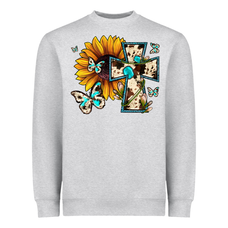 Cross With Sunflower Heavyweight Sweatshirt by JahusDesignShop | Teevron