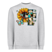 Heather Grey cross with sunflower Heavyweight Sweatshirt - JahusDesignShop