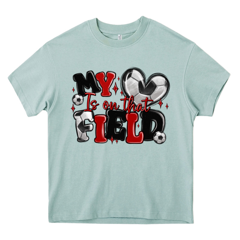 My Heart Is On That Field Soccer Heavy Core Tee by MaliasSmallBusiness | Teevron