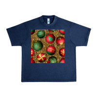 Navy christmas ornaments and leopard seamless pattern Urban Heavy Tee - BundleAndBundleShop